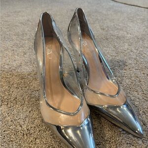 Zara Metallic Silver Heels